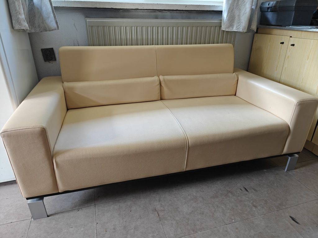 Kanapa z eko skóry kremowa 160 cm