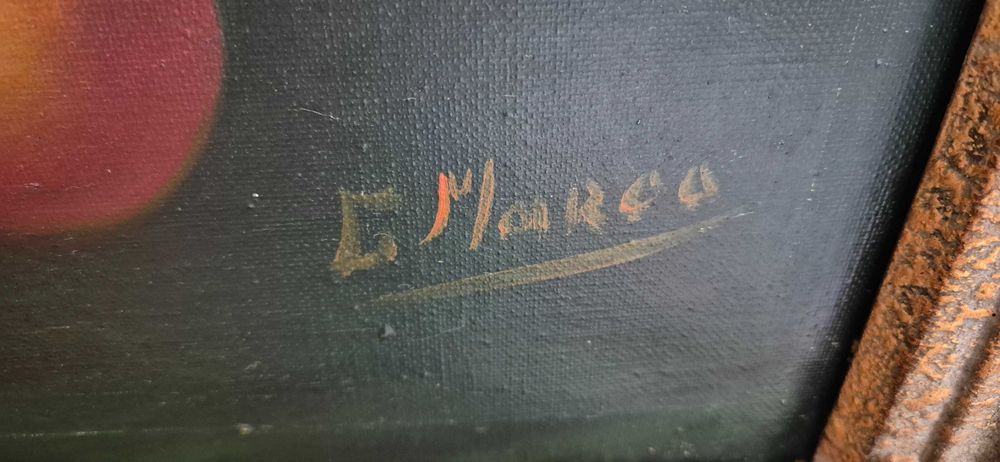 Aukcyjny obraz olejny martwa natura Georges de Marco antyk Francja