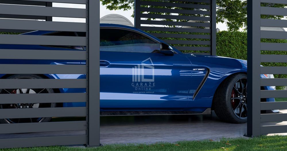 Carport Premium - Wiata Samochodowa 4X5 Antracyt Zabudowa - Id957