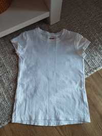 116cm t-shirt dziewczęcy biały, biała koszulka bluzka