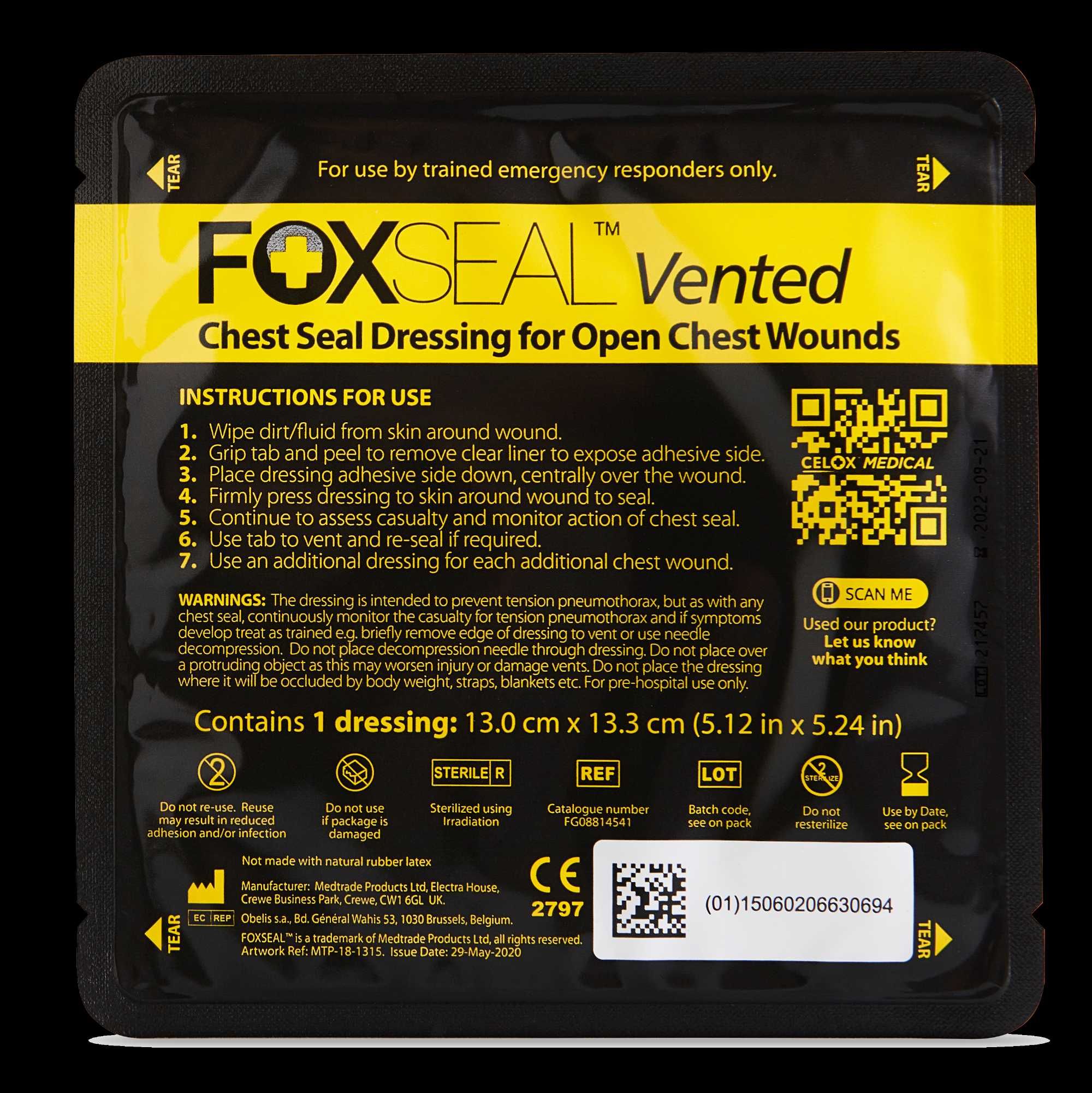 Оклюзивна плівка наліпка Celox Fox Seal Vented наліпка