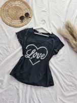 Koszulka t-shirt z krótkim rękawem czarna z napisem love bawełna