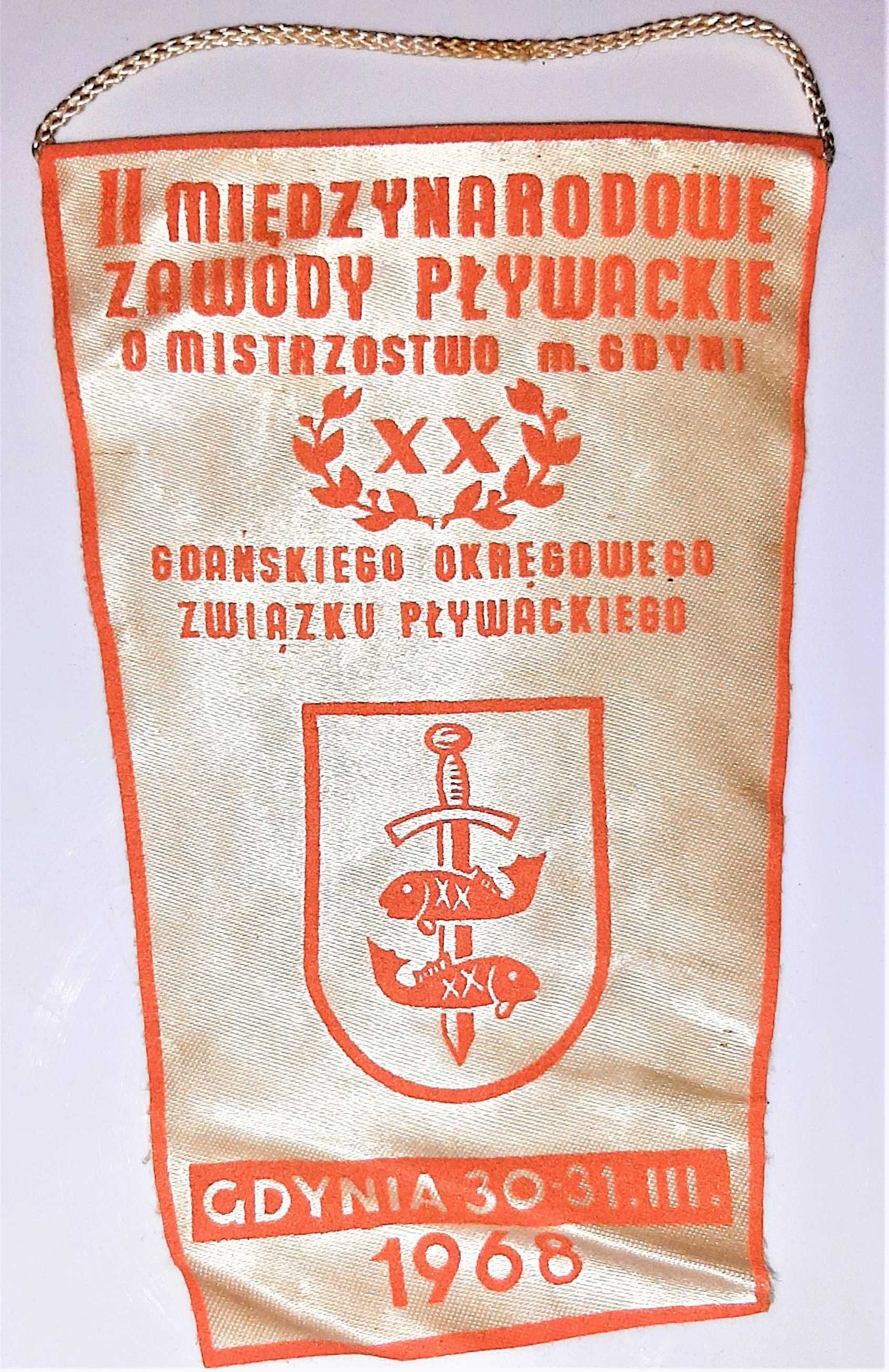 Proporczyk Zawody Pływackie Międzynarodowe Gdynia herb