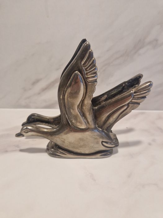 Serwetnik vintage posrebrzany łabądź