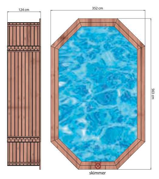 Piscina de Madeira 5.60m x 3.60m + Filtragem e Todos os Acessorios