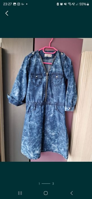 Sukienka 122/128 batikowa typu jeans założona 1 RAZ elegancka