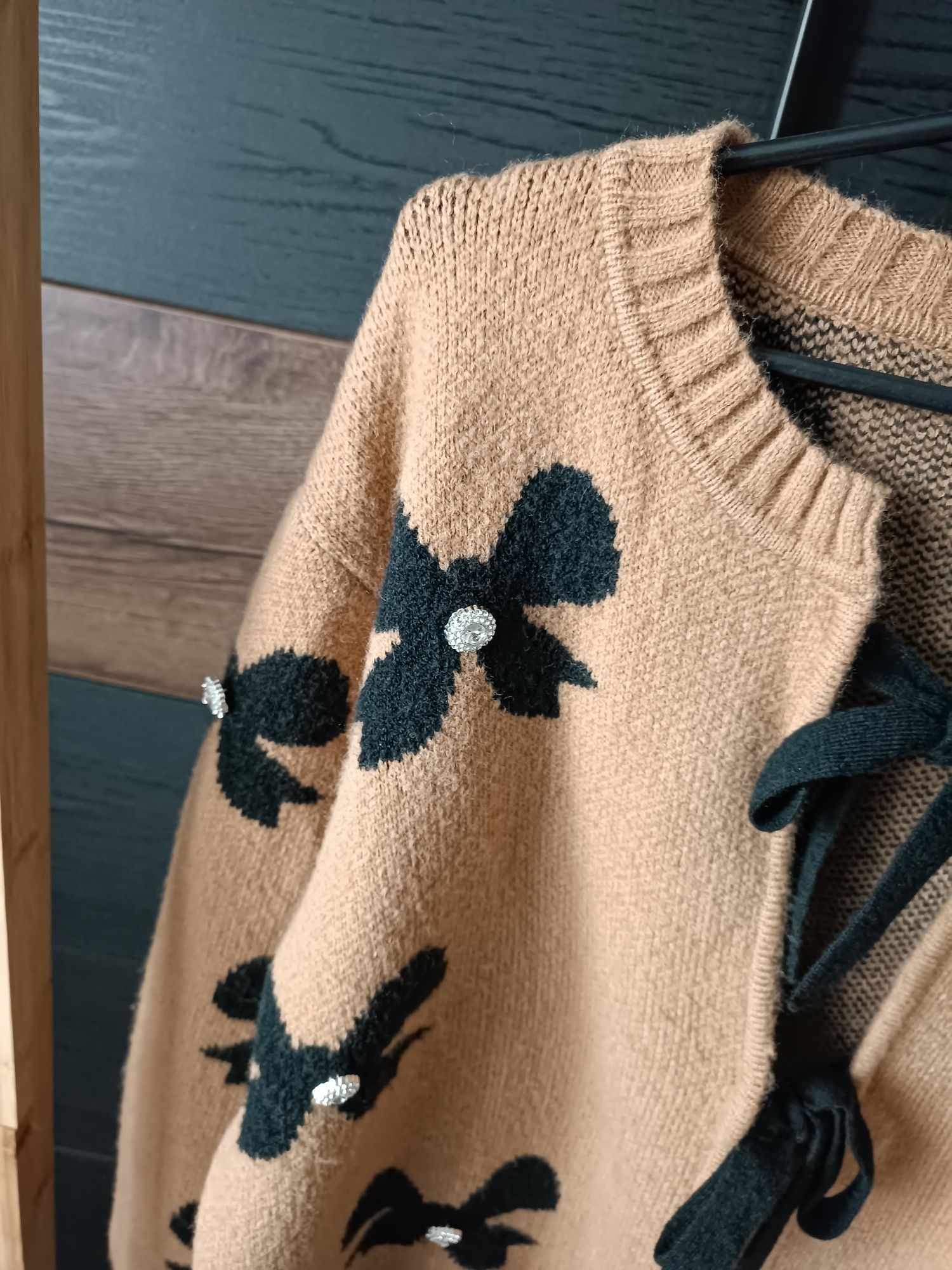 Sweter kardigan S/M/L camel kokardki