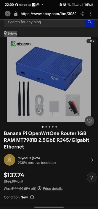 Продам Маршрутизатор Banana Pi OpenWrtOne 1 ГБ