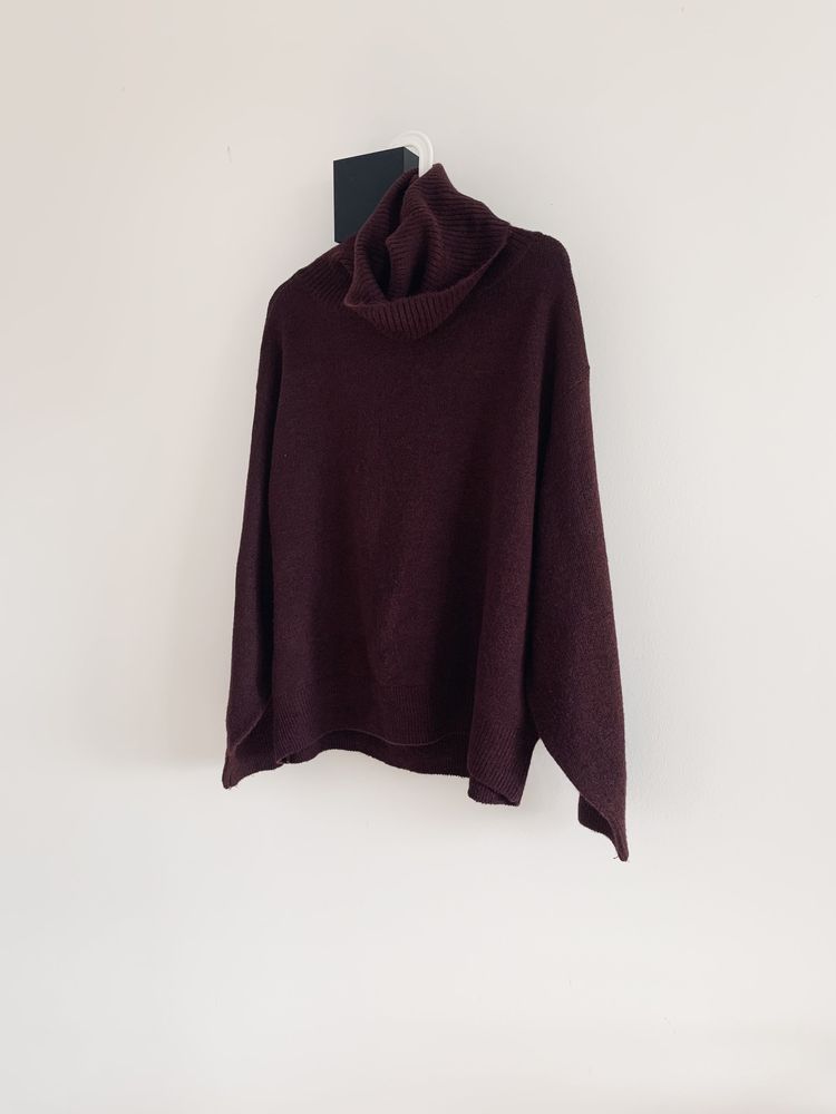 Sweter golf burgundowy bordowy H&M