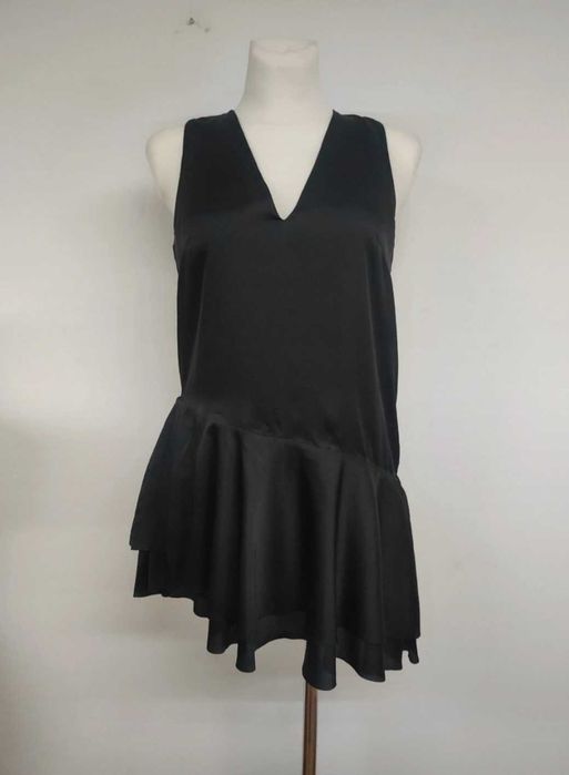 Srebrna metaliczna sukienka mini tunika H&M Premium Conscious Gold 36