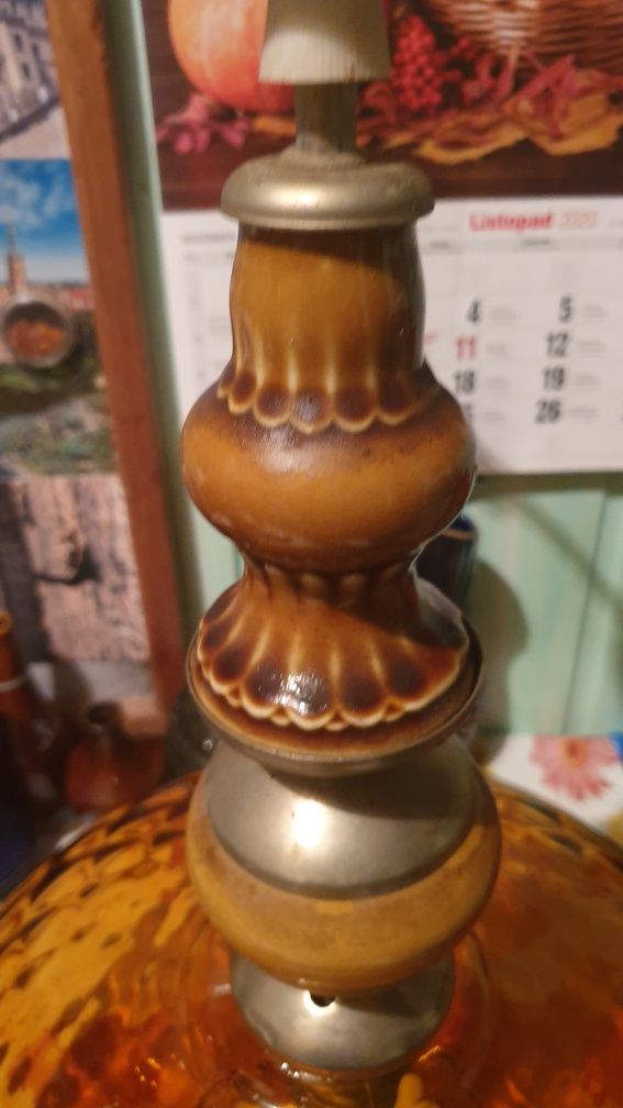 Lampa sufitowa, klosz miodowy, Lumet Poznań  PRL