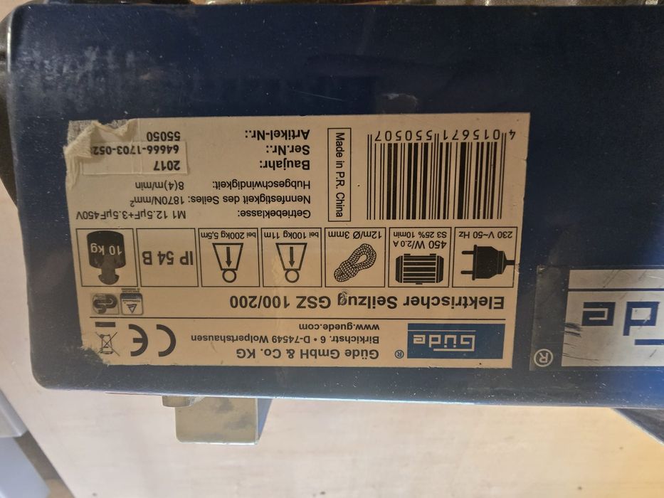 Wciągarka / Winda elektryczna 230 V używana
