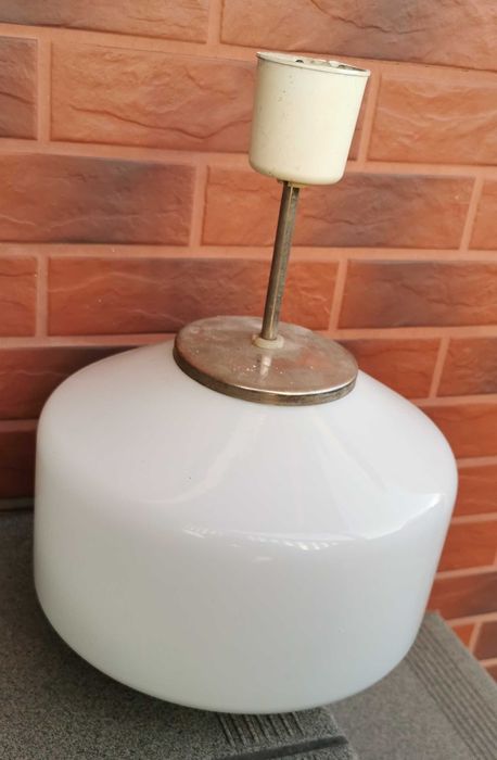 Lampa Biała Wisząca Zaos PRL