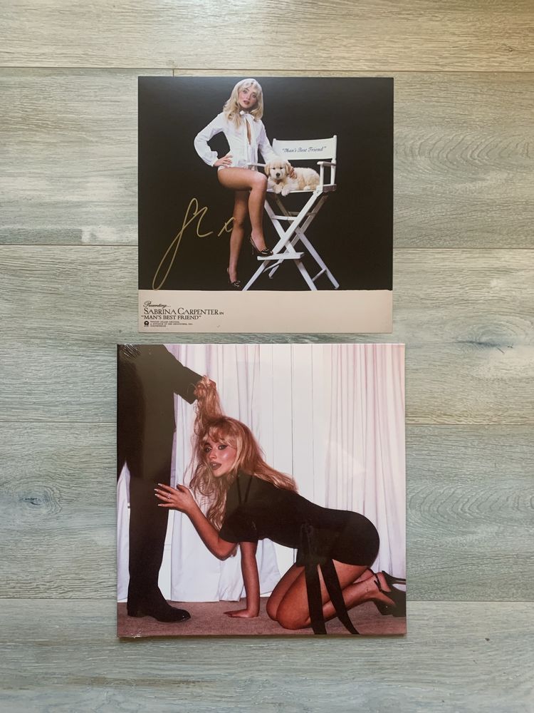 Sabrina Carpenter Mans Best Friend Vinil Azul Com Poster Autografado