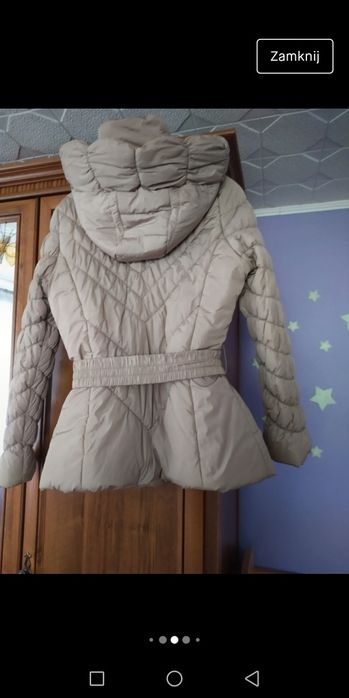 Kurtka damska zimowa marszczona beżowa rozm XL