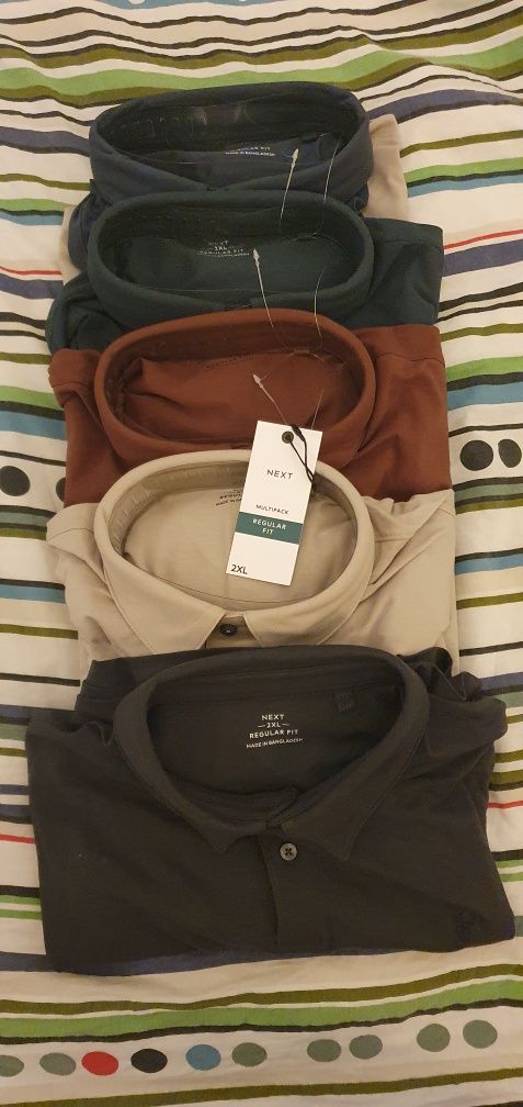 Next 5 pack koszulki polo męskie XXL  grey blue green red stone