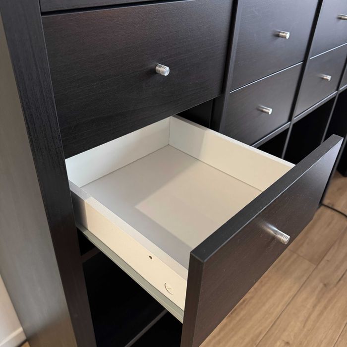 Regał Kallax Ikea Czarnybrąz z szufladami