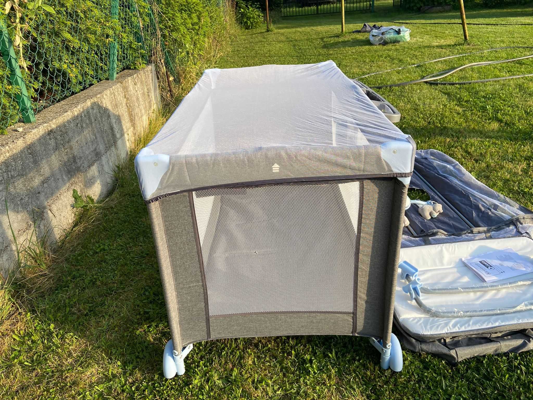 Łóżeczko turystyczne Kinderkraft Joy jak nowe, szare, grey