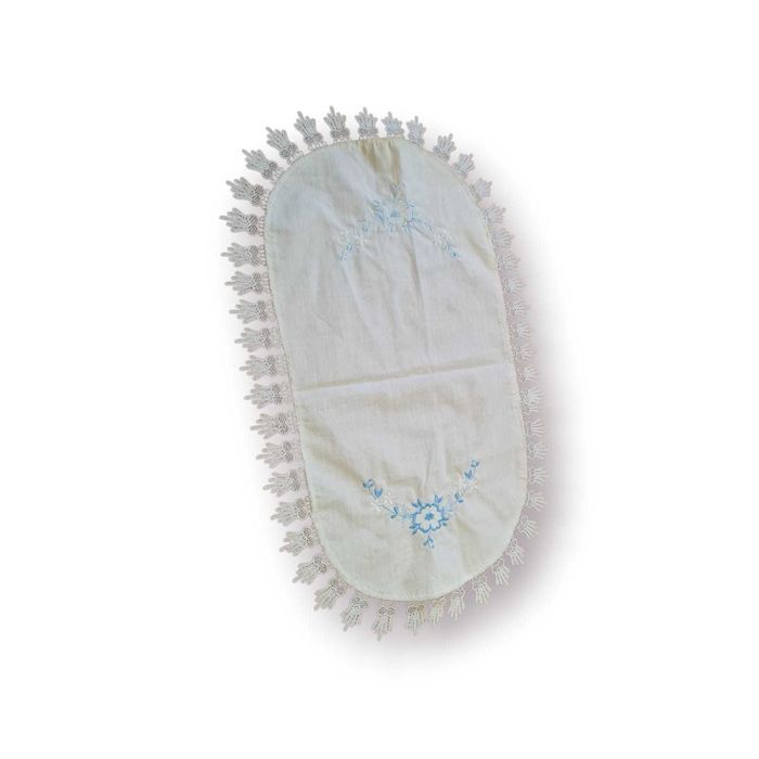 Conjunto (03) Centros Mesa Bordados à Mão – Flor Azul Renda Croché