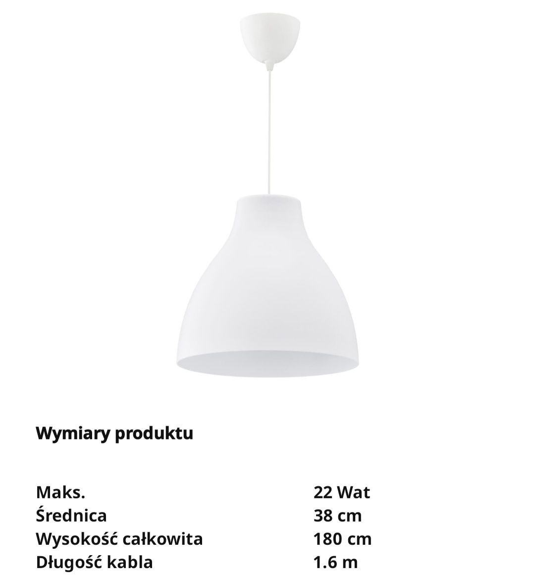 Lampa wisząca sufitowa Ikea biała kuchnia jadalnia Nowa