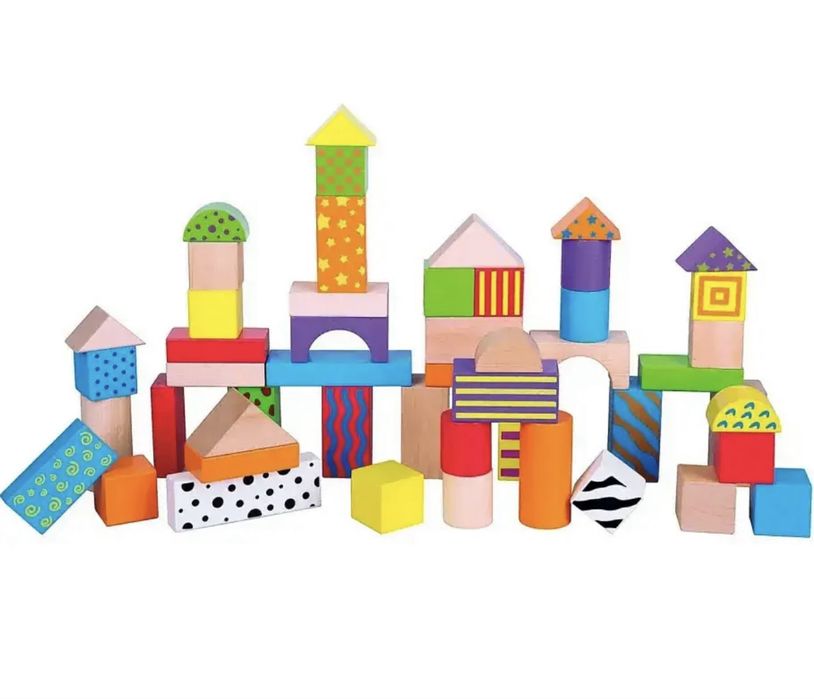 Деревʼяні кубики Viga Toys з поїздом