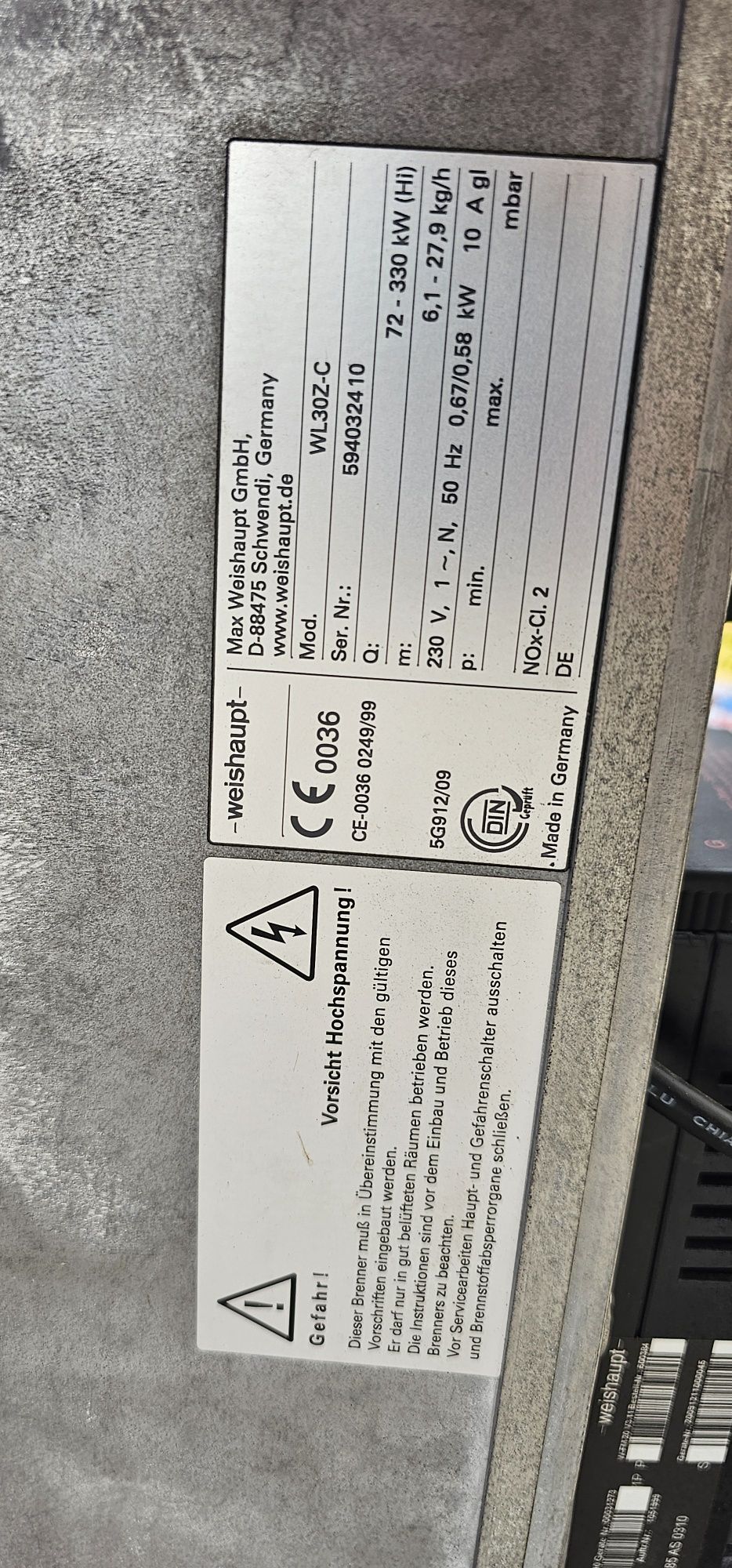 Palnik olejowy Weishaupt WL30 Z-C, 72-330 kW suszarnia