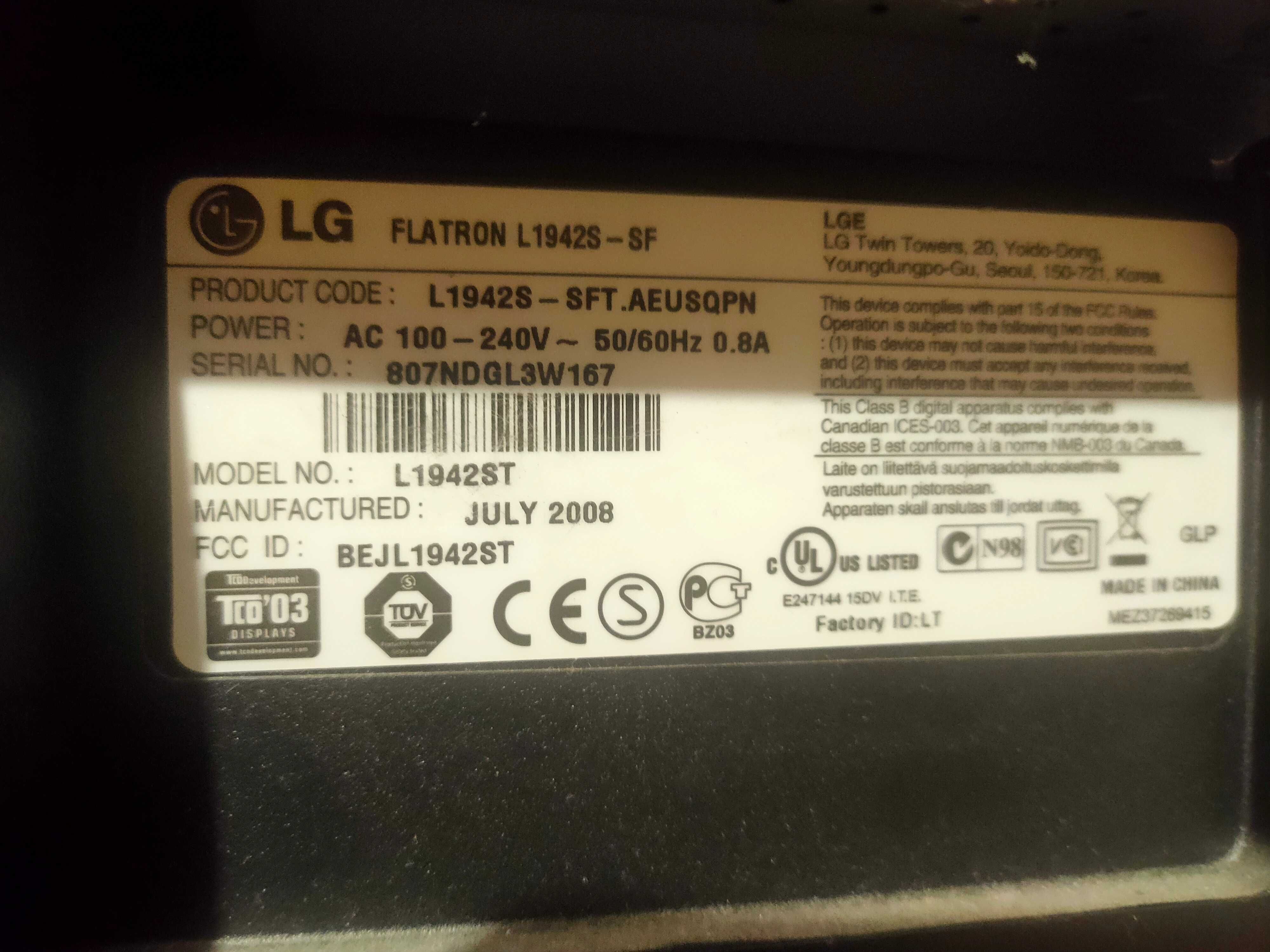 Монітор LG FLATRON L1942S 19"