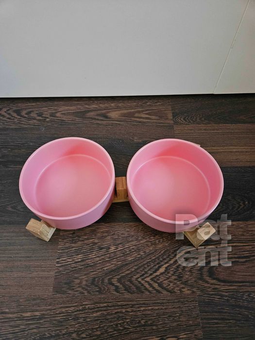 Miski ceramiczne dla psa kota zestaw 2 sztuki x 400 ml różowe
