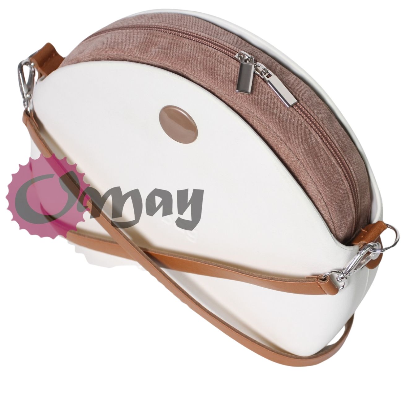 organizer OBAG MOON LIGHT welur karmelowy piasek 2kieszenie wkład OMAY