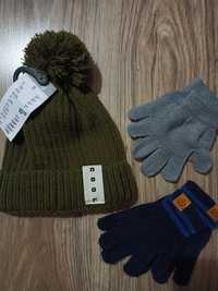 Nowa czapka zimowa Sinsay chłopięca khaki gratis rękawiczki