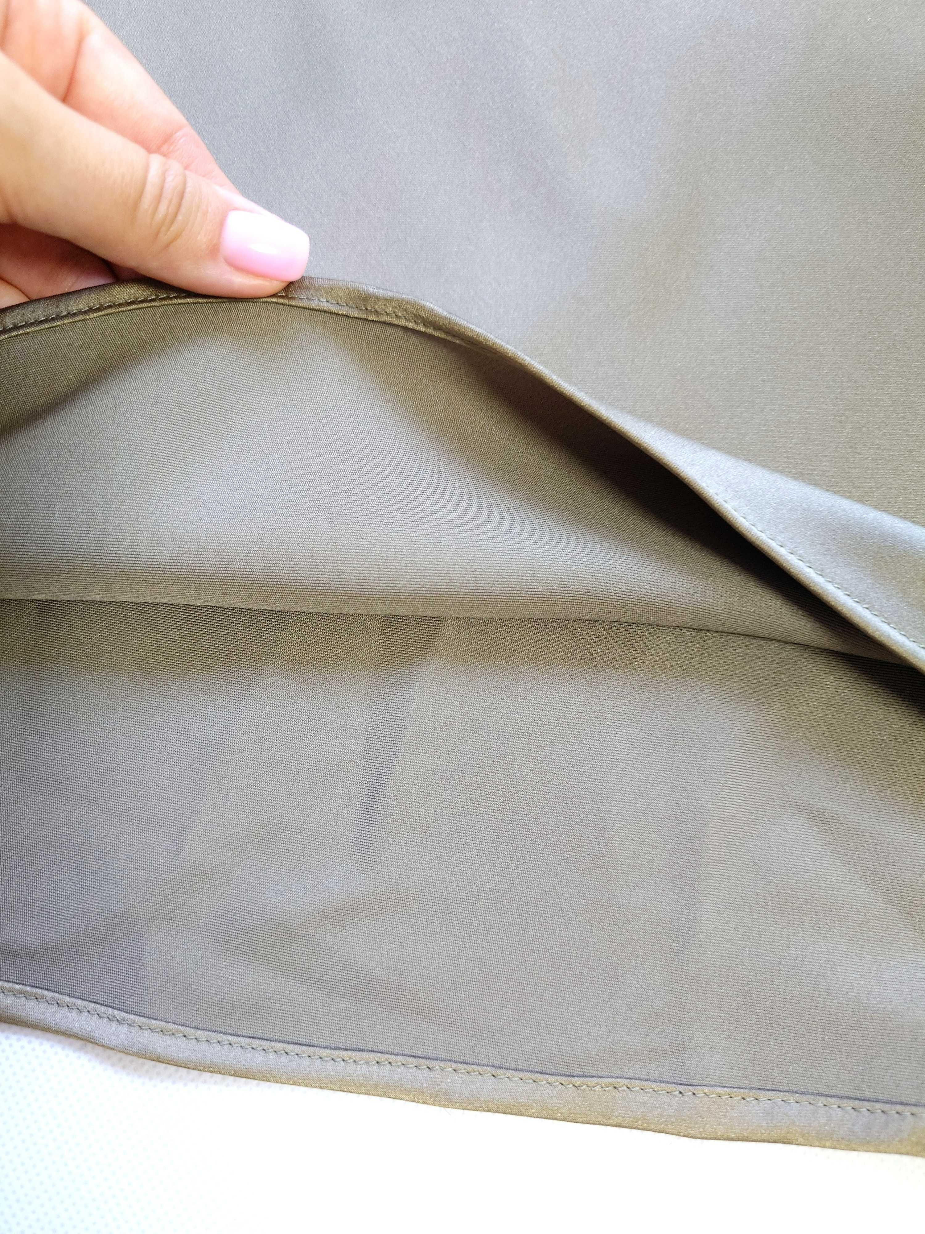 Spódnica midi satynowa w kolorze khaki, Zara L