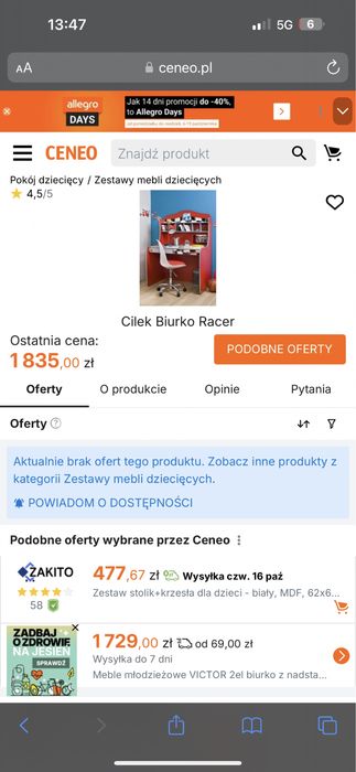 Biurko firmy CILEK