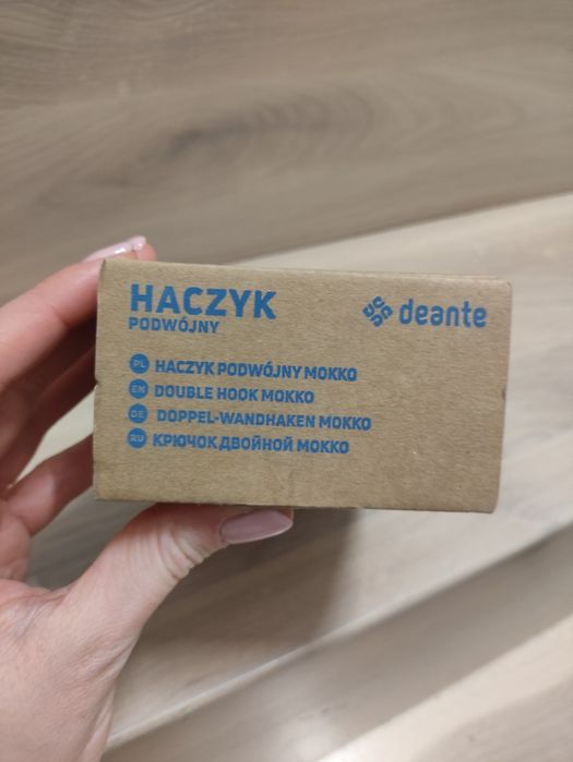Deante mokko haczyk na ręcznik podwójny biały