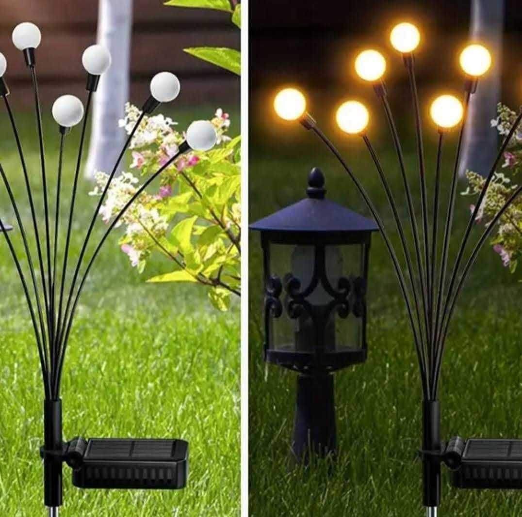 LAMPKI SOLARNE Ogrodowe Firefly Wbijane Kulki Ciepłe 10 LED 72CM