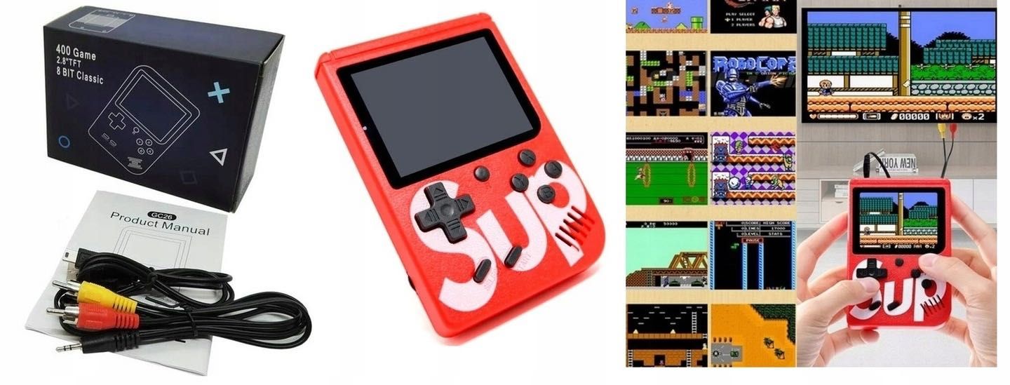 Przenośna Mini Konsola Retro 400 Gier - Czerwona