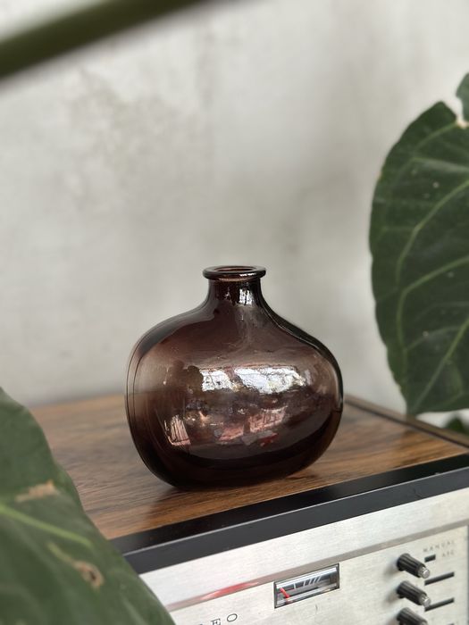 Wazon szklany modern design nieregularny brązowe dymione szklo loft