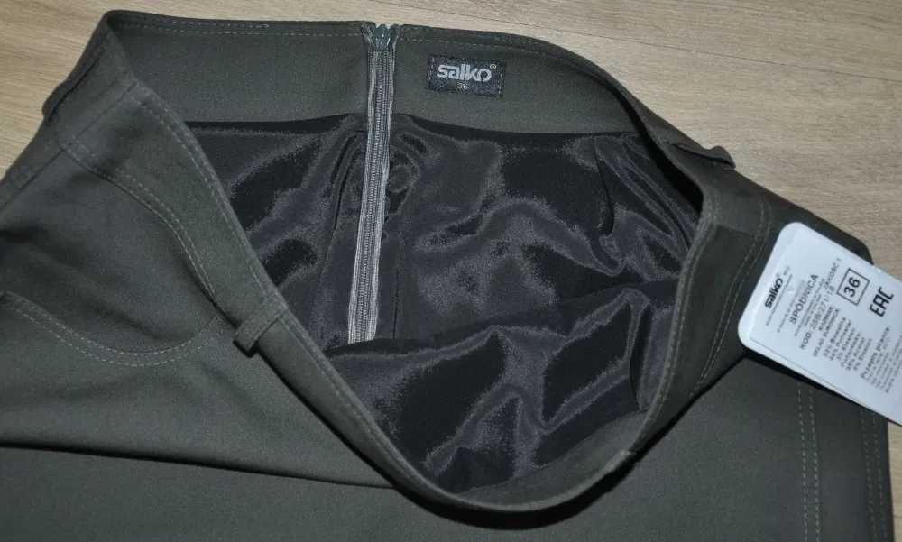 NOWA spódnica Salko R.36 kolor khaki,ołówkowa spódniczka z kieszeniami