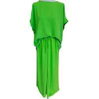 Lekki zielony przewiewny komplet oversize bluzka spodnie włoska jakość