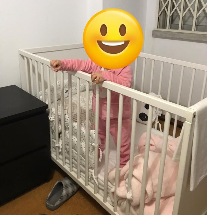 Berço + colchão 
Berço, branco, 60x120 cm