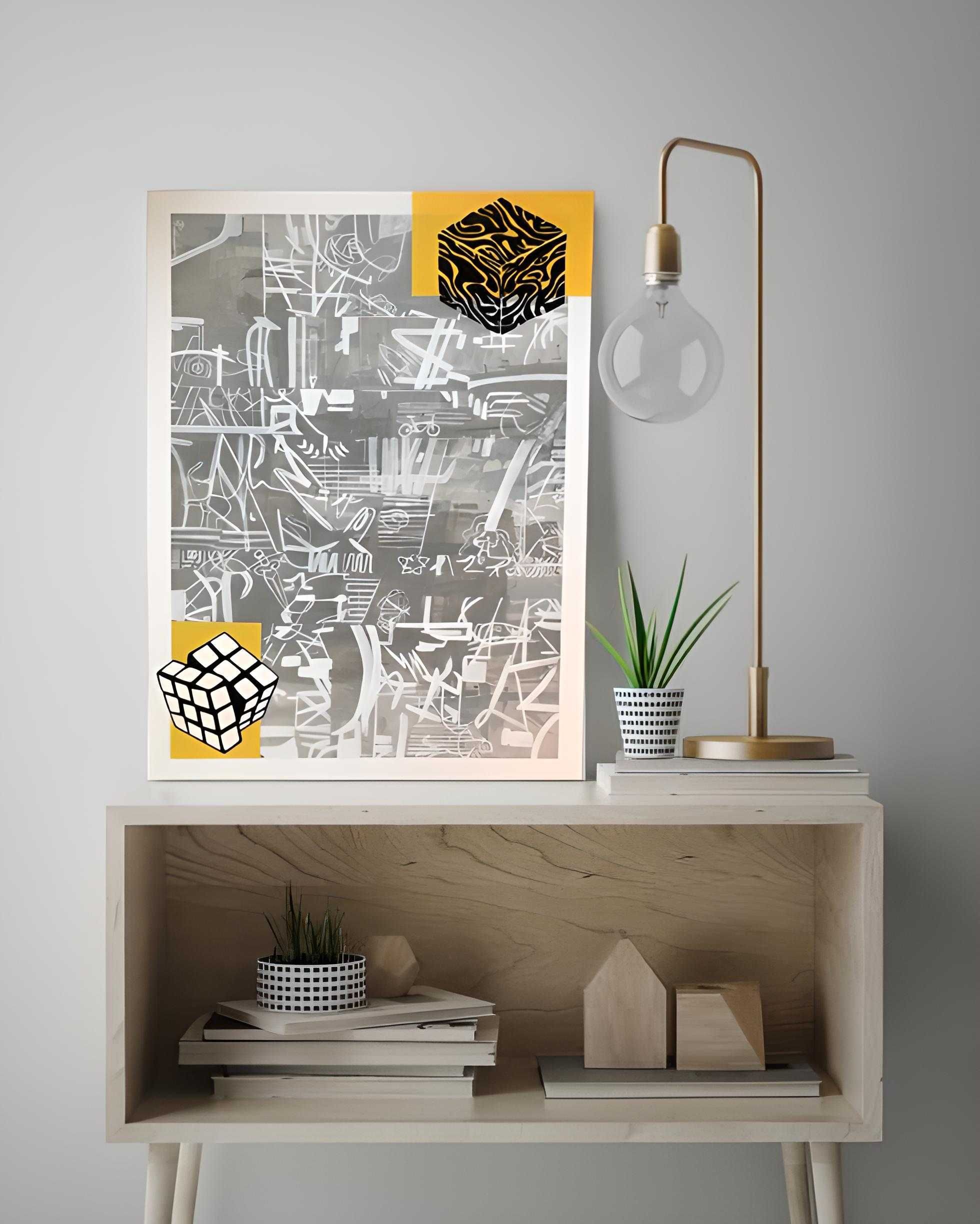 Obraz abstrakcyjny - akryl na płótnie "Kostka Rubika"