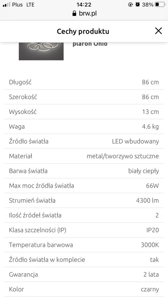 Lampa led Ohio piękna
