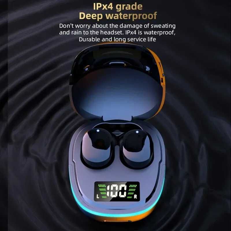 Auriculares Bluetooth sem fios com microfone, ecrã LED