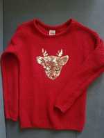 Czerwony świąteczny sweter z reniferem cool club