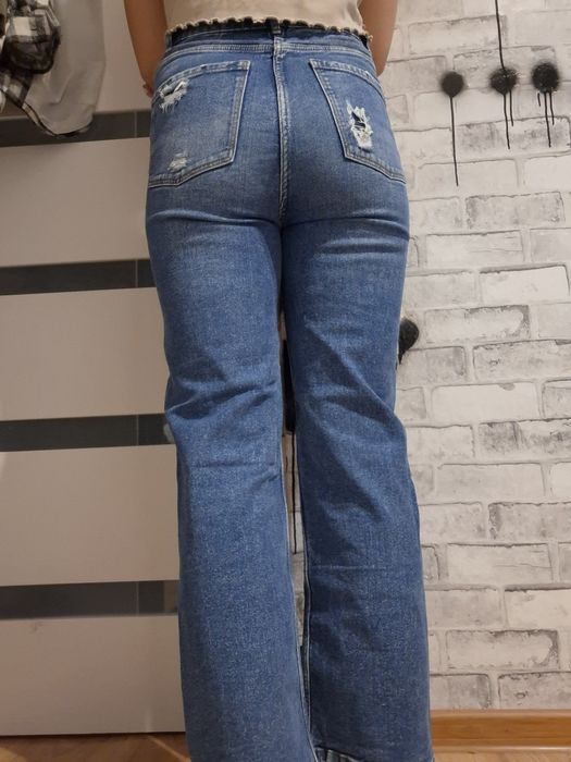 Spodnie jeansy cropp M szerokie proste