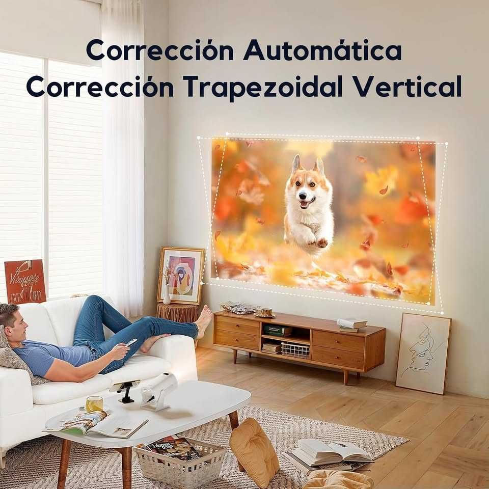 Projetor Portátil 1080P, Rotativo Compatível TV Stick/iOS/Android/USB
