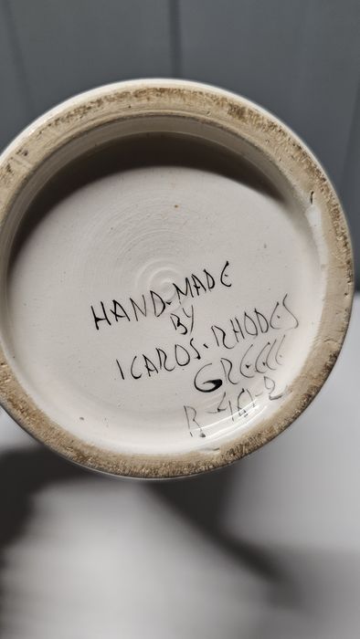 Ręcznie Malowana Waza ICAROS RHODES GREECE - Ceramiczny Unikat z Rodos