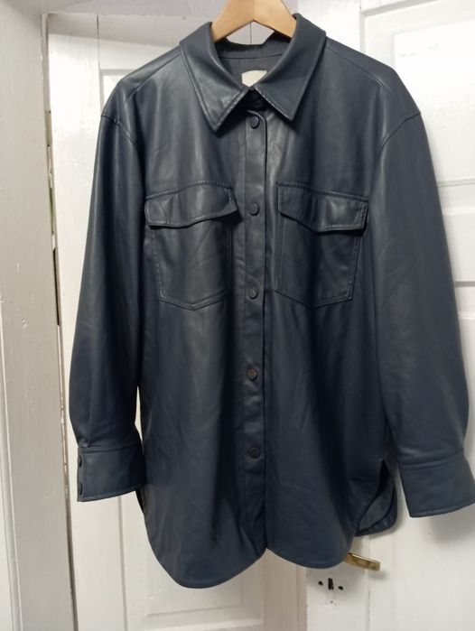 Koszula skórzana, grafitowo-niebieska H&M r. L