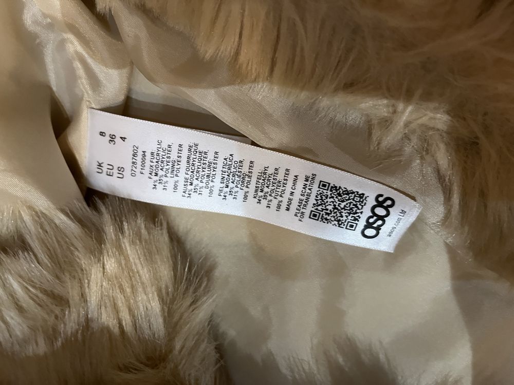 Asos cudowne futerko z kapturem roz.S M
