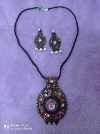 Komplet biżuterii: naszyjnik i kolczyki - styl orientalny.