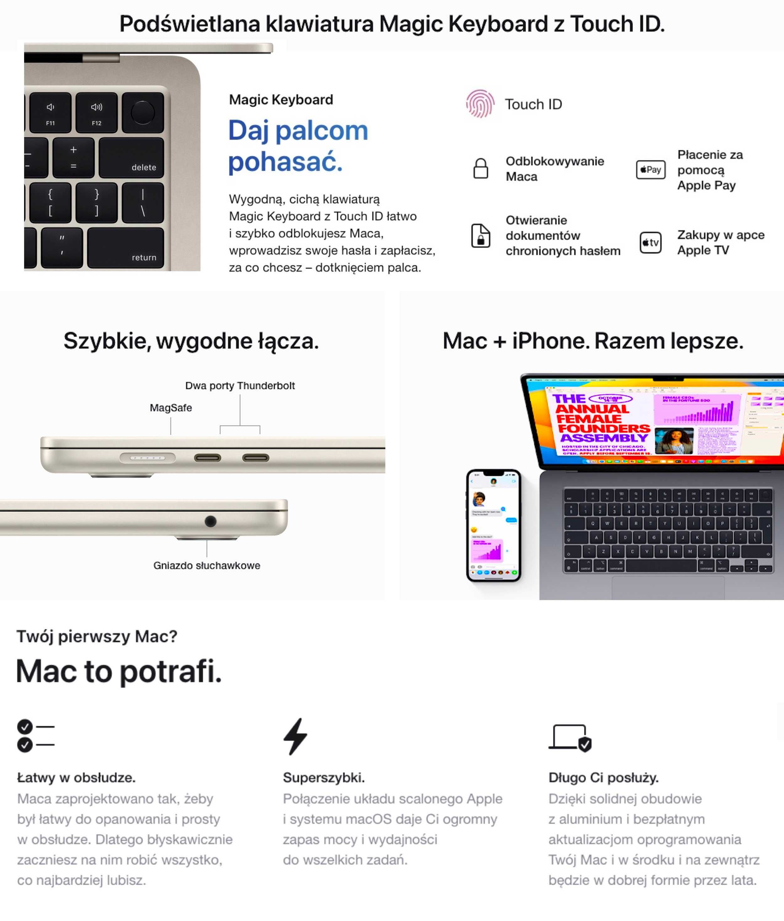 Nowy Apple MacBook Air 15 M2 16RDZ 256GB STRL GW+UBEZPIECZENIE 2-LATA!